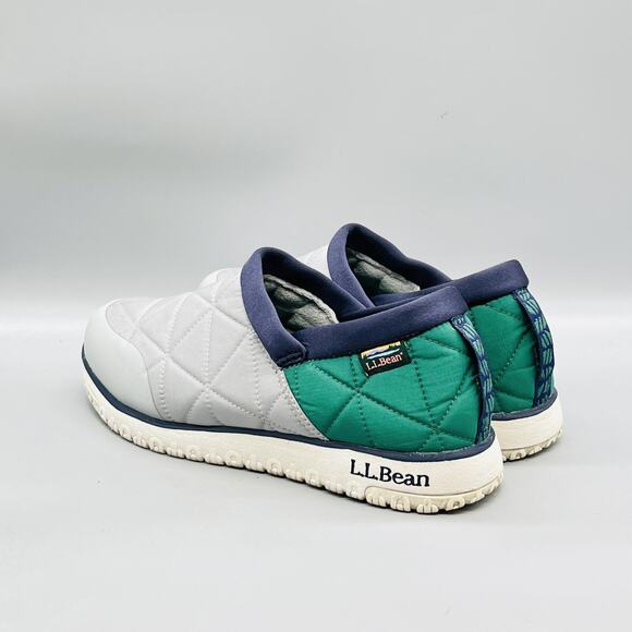 LL Bean Shoes Mens 11 Gray Green Quilted Nylon Slip On House Slippers Comfort main image 10
